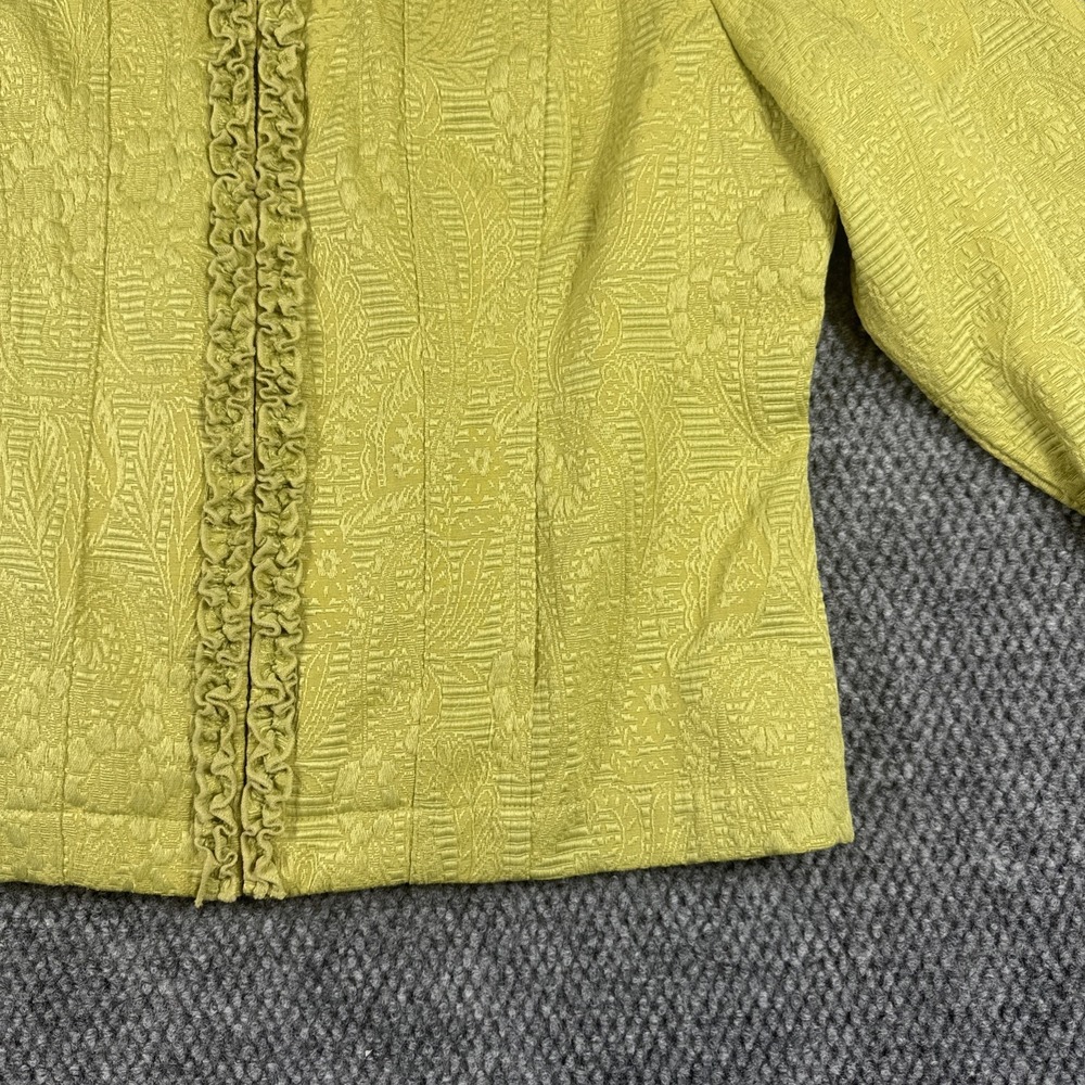 Ruby Rd. Chartreuse Textured Ruffle Front Jacket - Picture 8 of 15